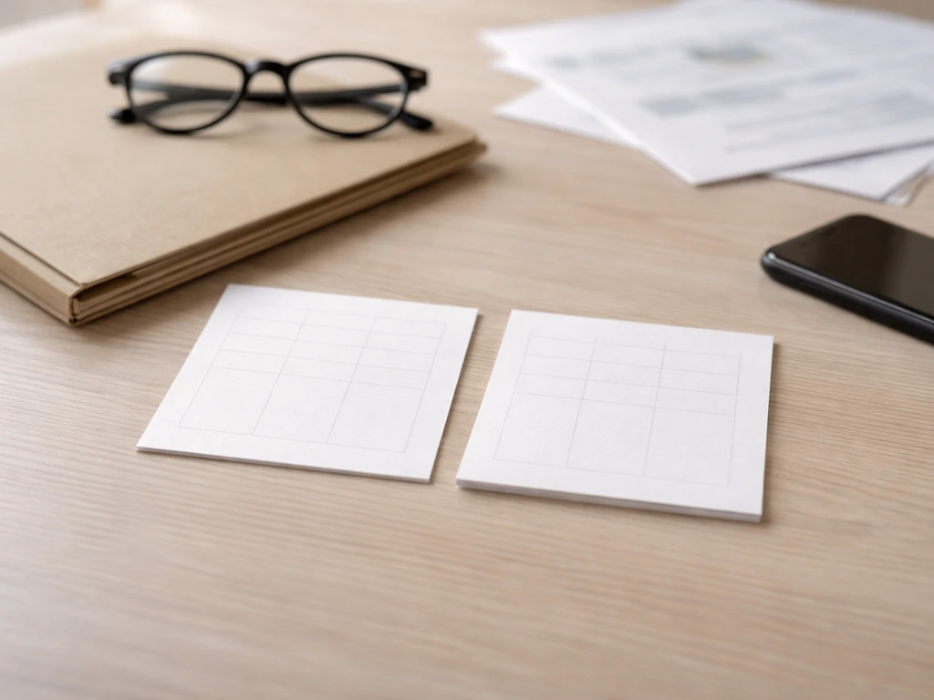 Two blank estimate cards side-by-side on a desk, symbolizing conflicting fixed-number net worth claims.