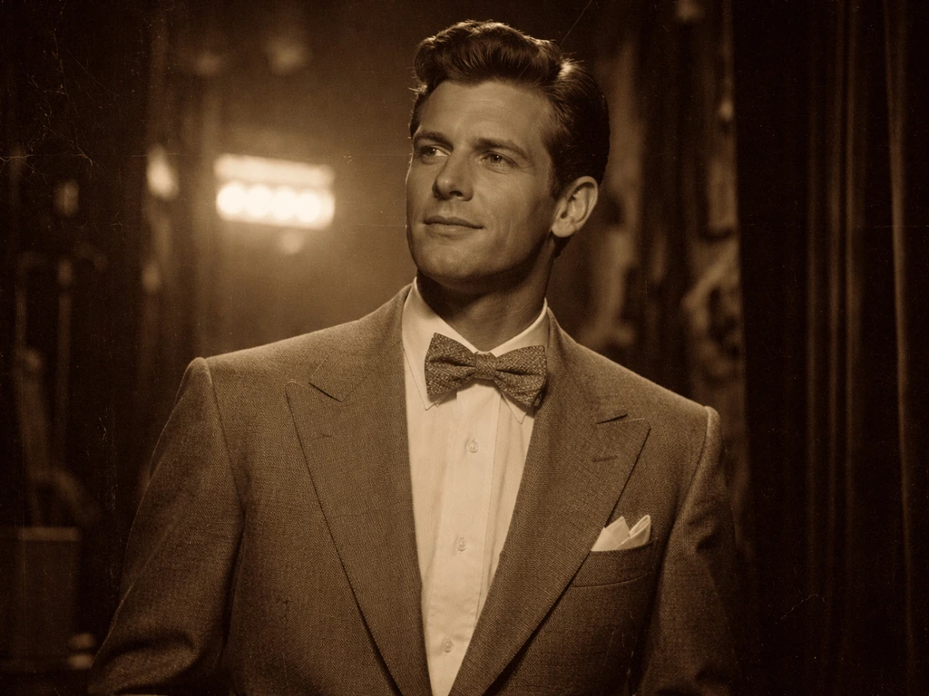 Archival-style Broadway leading man portrait concept in vintage theater costume and lighting